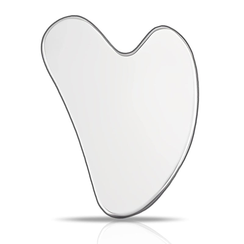 Contrybox Gua Sha Facial Tools, Stainless Steel Guasha Tool for Face & Body, Gua Sha Tools for Puffiness Reducing & Jawline Sculpting Metal Guasha Tool for Women Self-Skincare, Silver - Image 1